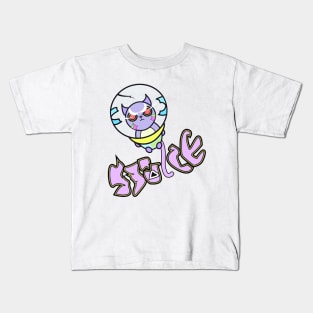 space cat angry purple kitten Kids T-Shirt